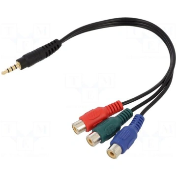 Cable | Jack 3,5mm 4pin plug,RCA socket x3 | 0.24m