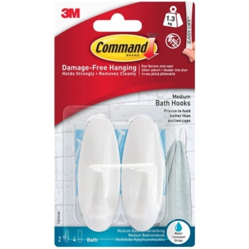 Āķis 3M Command, 29 mm x 30 mm x 80 mm, balts krās