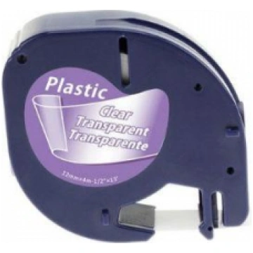 Marķ.lente DYMO LetraTag 12mmx4m, melns/caursp ekv