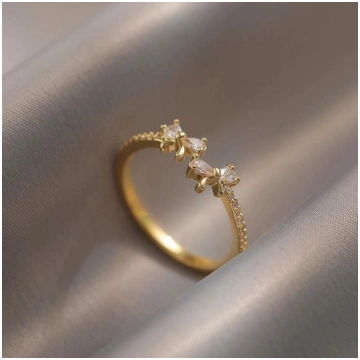 S925 Sterling Silver Bow Open Ring Female Special-