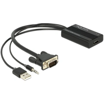 Adapteris Delock VGA / 3.5 Jack / USB VGA 15 pin m
