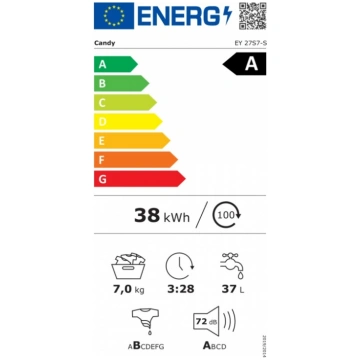 Candy EY 26SB7-S Washing Machine, A, Front loading
