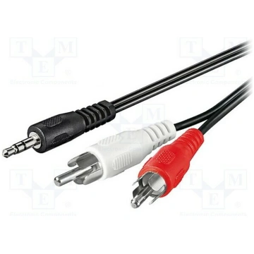 Cable; Jack 3.5mm 3pin plug,RCA plug x2; 15m; blac