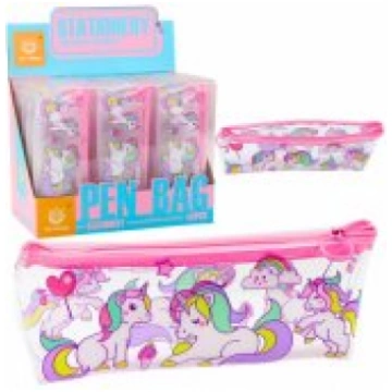LEAN School Pencil Case Transparent Unicorns 20 x 