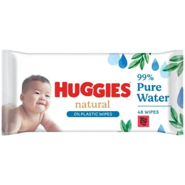 HUGGIES Mitrās salvetes mazuļiem ar ūdeni NATURAL 
