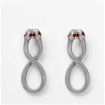 Infinitum - Dangle earrings with garnet stone - Un
