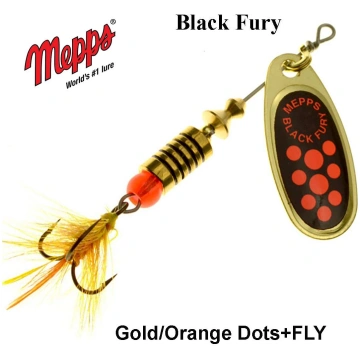 Rotējošais māneklis Mepps Black Fury Gold Orange D