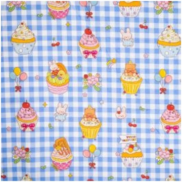Krāsains kokvilnas audums / Teddy Bear Cupcake
