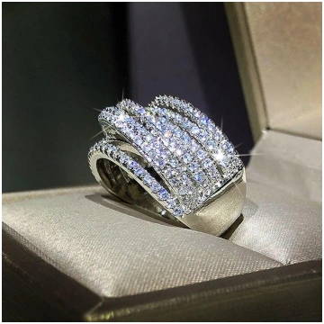 925 Sterling Silver Rings Interweave Design Zircon