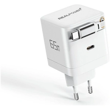 Ladowarka Realpower REALPOWER GaN Charger 65W bial
