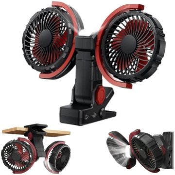 Klipsveida ventilators ar apgaismojumu un akumulat
