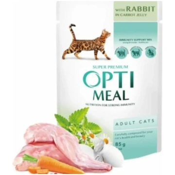Mitrā kaķu barība Optimeal maisiņš 85 g — trusis a