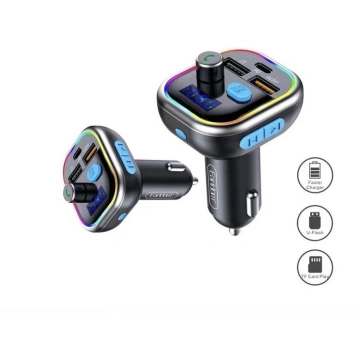 Automobiļu FM modulators /lādētājs ar LED apgaismo
