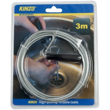 Kinzo Drain Cleaner, 3 Meters. Easy to Use, Suitab