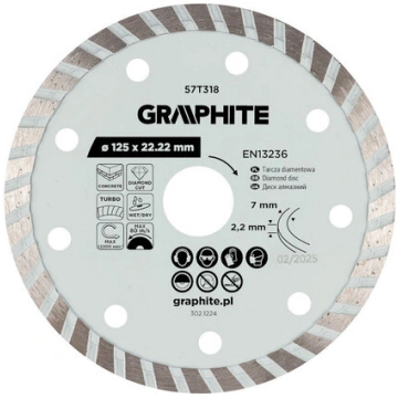 Dimanta griešanas disks Turbo 125mm Sauss/slapjš G