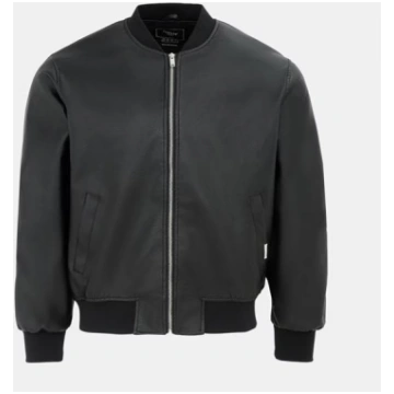 Men's PU Quilt Faux Leather Funnel Neck Bombe