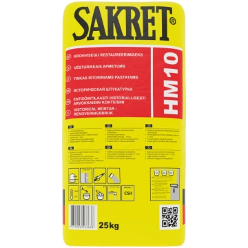 Kaļķa apmetuma maisījums Sakret HM-10, remonta, 25