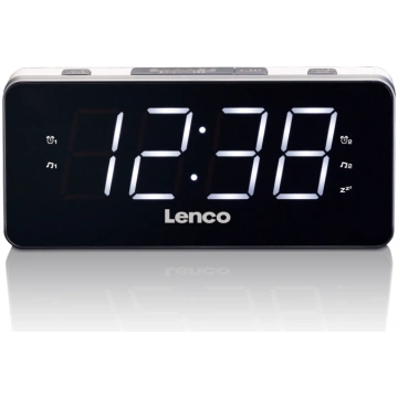 Lenco radio pulkstenis, ar lielu displeju, balts (