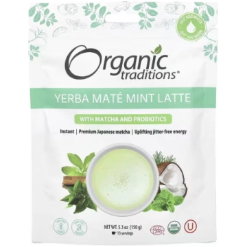 Organic Traditions, Yerba Mate Mint Latte with Mat