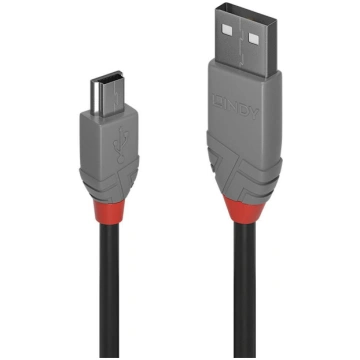 Lindy 3m USB 2.0 Type A to Mini-B Cable, Anthra Li