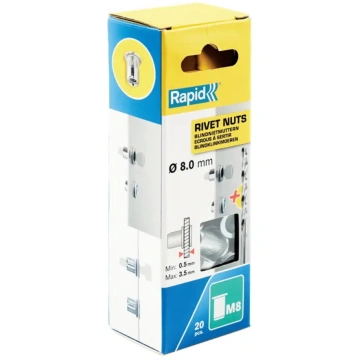 Ievērtējuma uzgrieznis (rivet nut) M8 Rapid Tools 