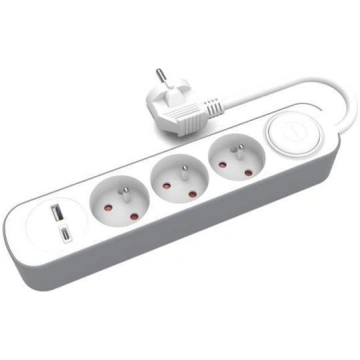 Plastrol stały 3x z włącznikiem ami USB A USB C 3m