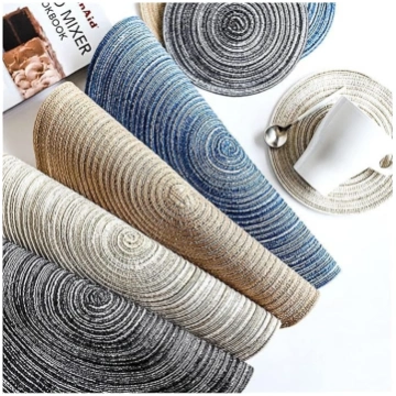 Washable 4 Pieces Round Table Mats Ramie Placemats