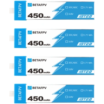 1S BetaFPV BT2.0 Drone Battery Pack 450mAh 4-Pack 