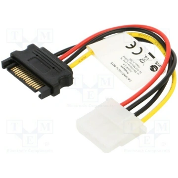 Cable: SATA; Molex male,SATA plug; 0.15m; black,re
