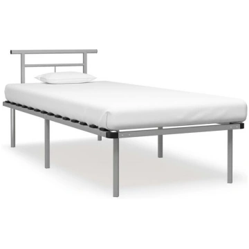 vidaXL gultas rāmis, pelēks metāls, 90x200 cm