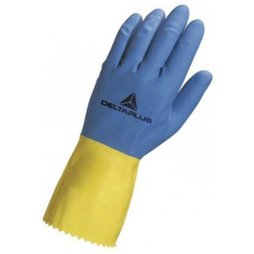 Protective gloves; Size: 8/9; yellow-blue; latex; 