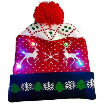 LED cepure ar pom pom - Ziemas ziemassvētku beanie