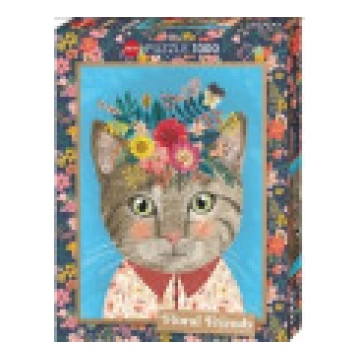 Heye Puzzle 1000 ziedu draugi. kaķēns ar ziediem [