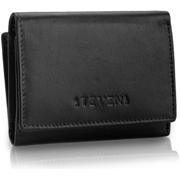 Sieviešu ādas maks STEVENS, melns, ar RFID aizsard