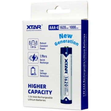 XTAR AAA-1620mWh akumulators 1.5V Li-ION 4gab 6952