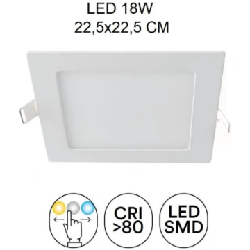 FLAP Led CCT 22.5x22.5 cm recessed spotlight 18w w