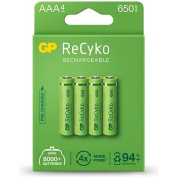 Uzlādējamās baterijas GP ReCyko NiMH AAA 650mAh EB