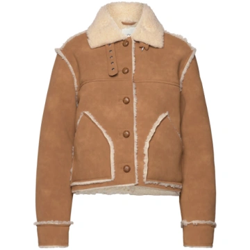 Monki - Faux Leather Shearling Jacket - izmērs XS