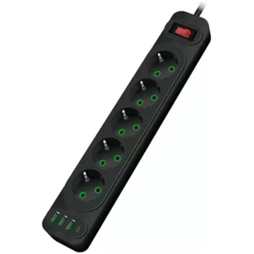 Riff F25U 5 Sockets + 3 USBs + 1 USB-C / 2m Cable 