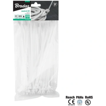 Kabeļu saites 4,6 x 160mm NEUTRAL 100gab, BRADAS, 
