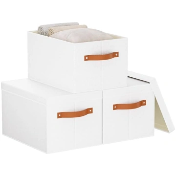 YheenLf 3 glabāšanas kastes 26 cm augstas baltas a