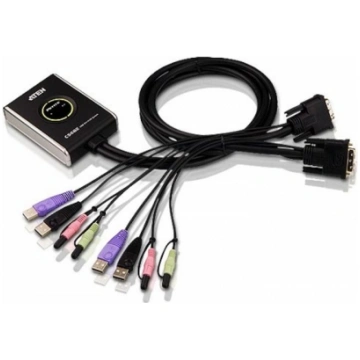 Aten 2-Port USB DVI/Audio Cable KVM Switch with Re