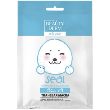 BEAUTYDERM Mitrinošā auduma maska Animal Seal Aqua