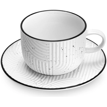 Krūzīte ar apakštasīti ART DECO 250 ml (porcelāns)