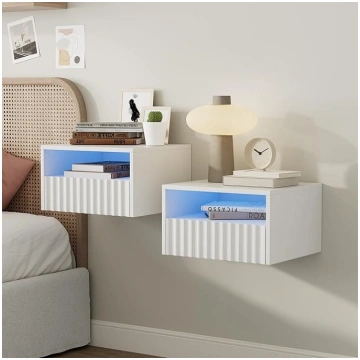 Modern Hanging Bedside Table with Drawer - Small F