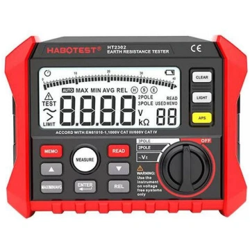 Zemējuma pretestības mērītājs 0-4000 Ohm HT2302 HA