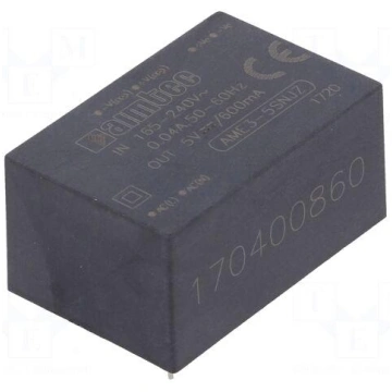 Converter: AC/DC | 3W | Uout: 5VDC | Iout: 0.6A | 