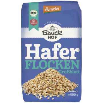 Bauckhof BIO pilngraudu auzu pārslas rupjās, 500g