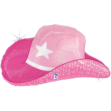 BETALLIC SUPERSHAPE GLIT.HOLO. PINK COWBOY HAT 26"