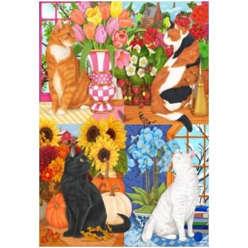 Puzzle Four Seasons of Cats BlueBird
